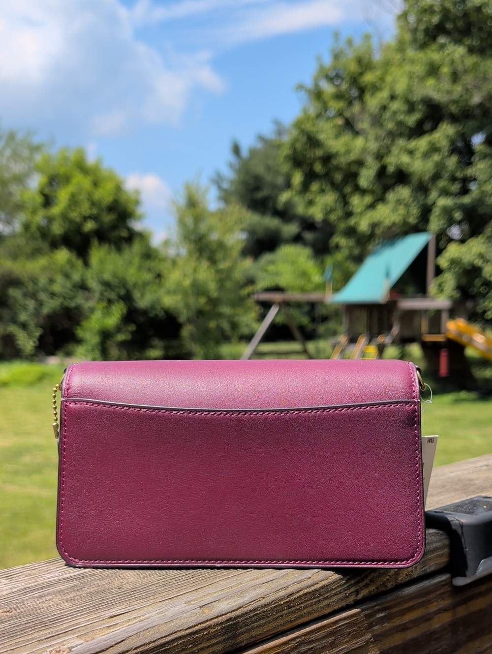 Coach Black Cherry Leather Beat Crossbody Clutch Bag - Picture 2 of 9